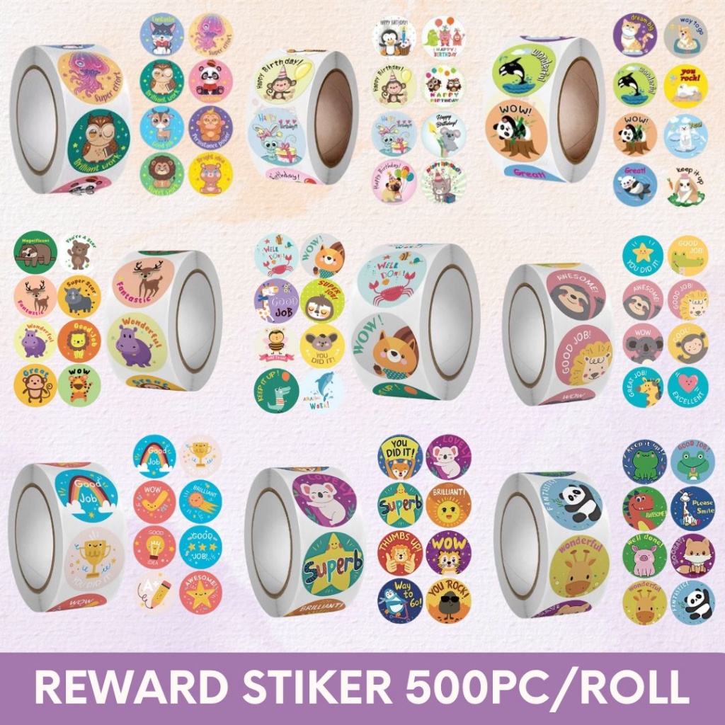 

Yuniklo Stiker Reward Isi 500 Pcs Roll Bulat Anak Ucapan Motivasi Animal Unicorn Thank you Lucu Kartun