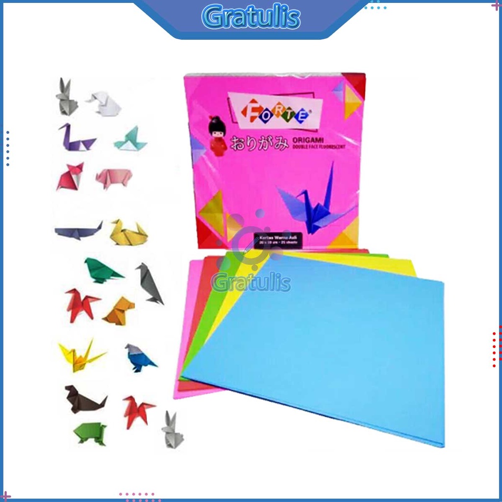 

KERTAS LIPAT ORIGAMI FORTE [25 LEMBAR] / KERTAS WARNA WARNI KECIL / KERTAS ORIGAMI KENING HIJAU PINK MERAH BIRU / KERTAS SERBAGUNA / KERTAS HIAS BESAR / KERTAS KERAJINAN TANGAN 10CM 12CM 14CM 16CM 18CM 20CM