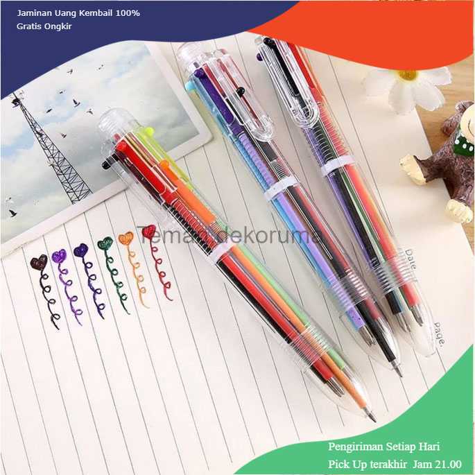 

TD - ALB Pulpen 6 in 1 Pena Bolpoin Warna-Warni Multi Colored Pen