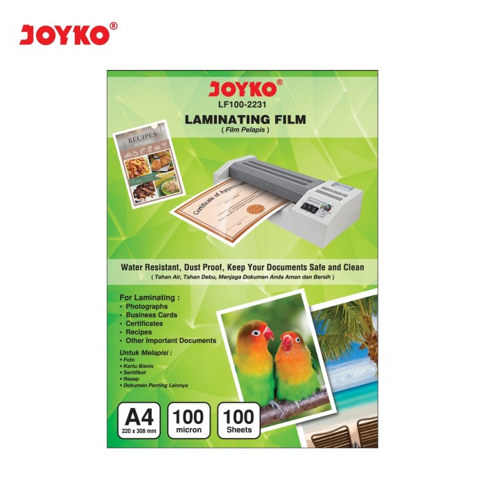 

Laminating Film / Plastik Laminating Joyko LF100-2231 (A4)