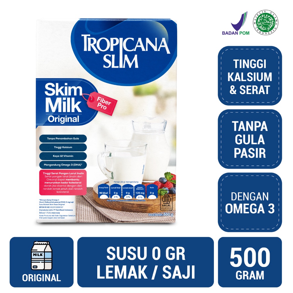 

Tropicana Slim Susu Skim Fiber Pro Plain 500gr - Bantu Turunkan Kolesterol