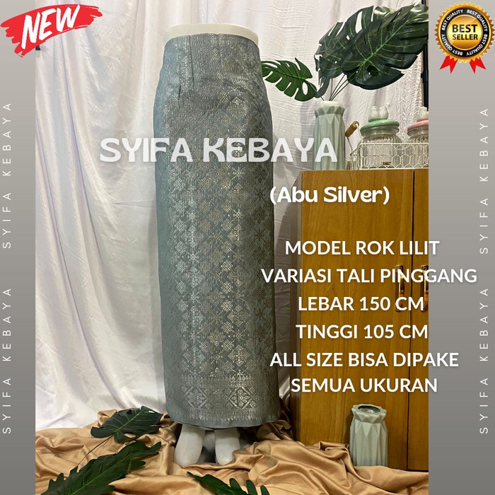 NEW TREND STYLE Rok Kebaya Songket /Rok Jadi Songket /Rok Songket Lilit Bawahan Kebaya - abu silver
