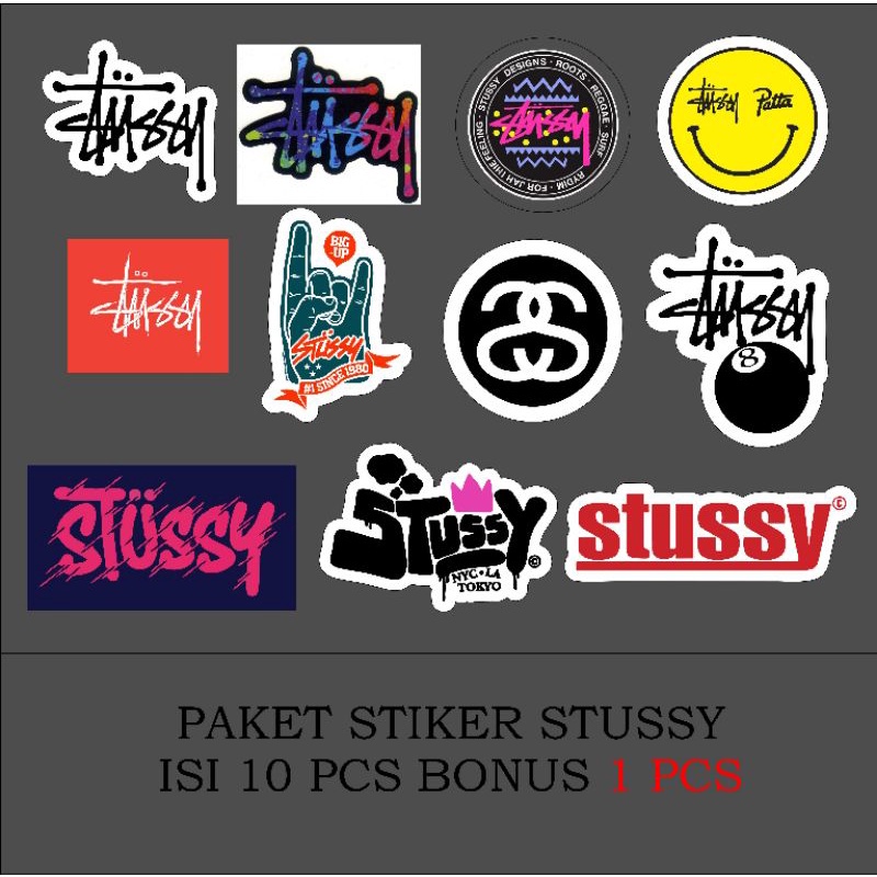 

Paket Sticker Brand STUSSY MANTAPPP isi 10pcs Stiker awn