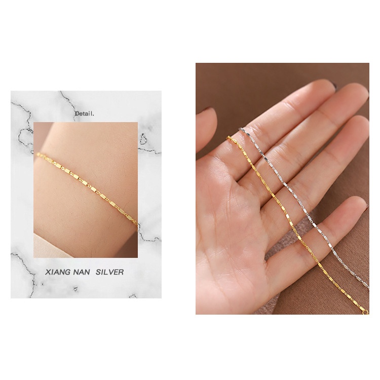 Goldkingdom Fashion Perhiasan Aksesoris Ready Stock Sterling Silver Disepuh Mewah Gelang Mewah Persegi Desain INS Net Selebriti Perhiasan Wanita