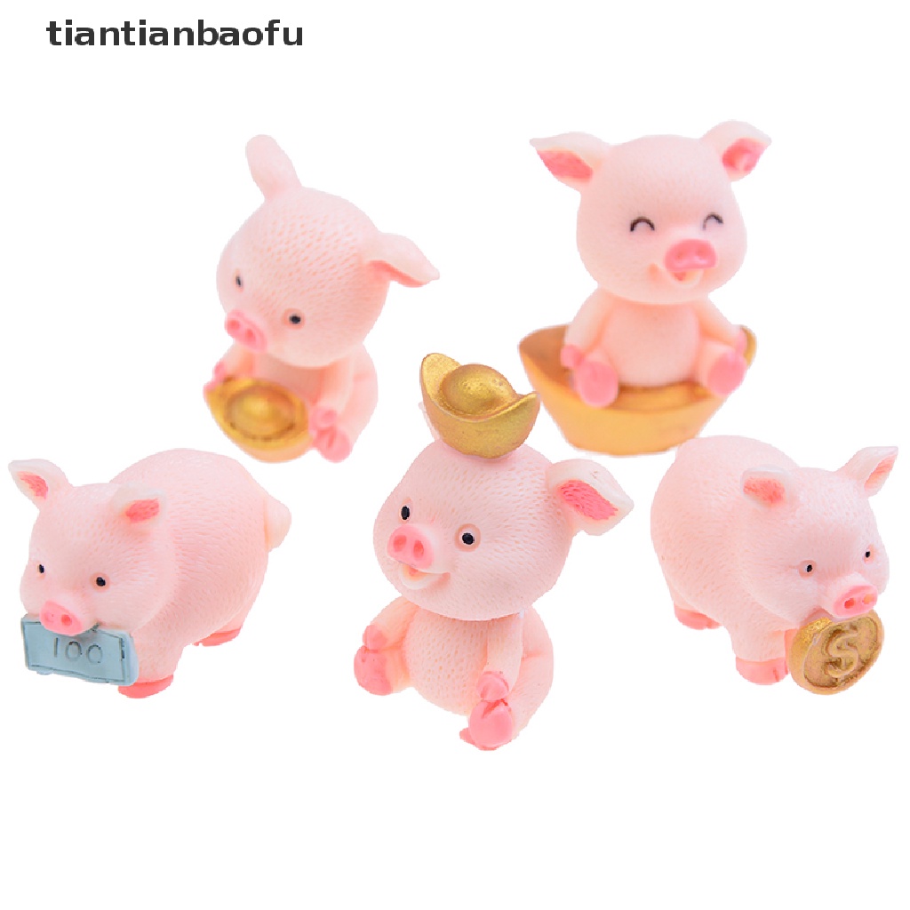 [tiantianbaofu] 5pcs/set Babi Lucu Miniatur Hewan Taman Dekorasi Diy Peri Taman Dekorasi Butik