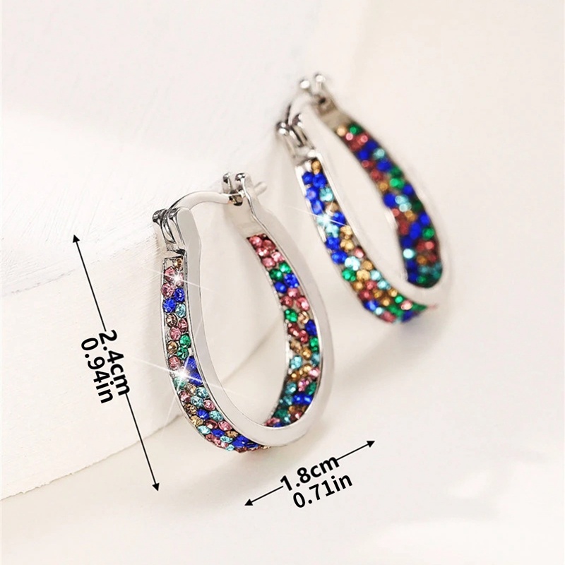 Warna-warni CZ Hoop Earrings Wanita Fashion Ear Hoop Aksesoris Mewah Pengantin Pernikahan Anting Pernyataan Perhiasan