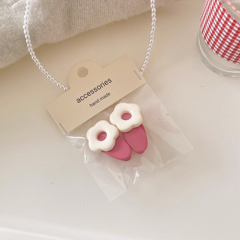 2pcs Pin Rambut Klip Rambut Bunga Pink Untuk Gadis Manis Yang Indah