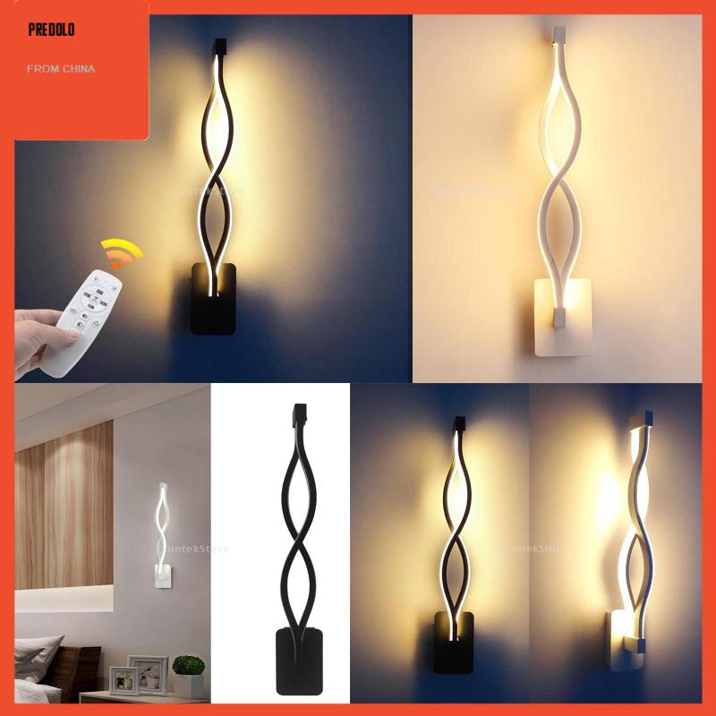 [Predolo] Nordic Wavy LED Wall Lamp Lampu Kamar Tidur Warm White Black Shell