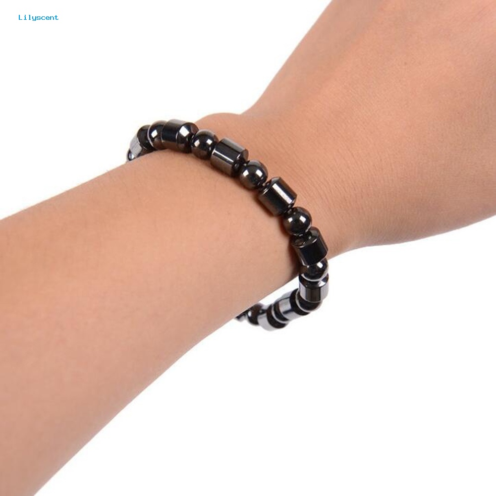 Lilyscent Biomagnetic Multi-shaped Black Hematite Stone Gelang Magnet Kesehatan Penurunan Berat Badan