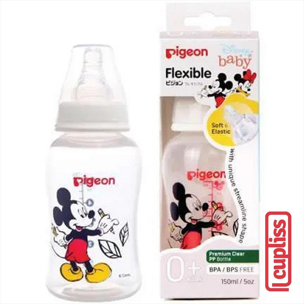 PIGEON Bottle PP Clear Slim Streamline 150 ml Mickey Flexible Botol