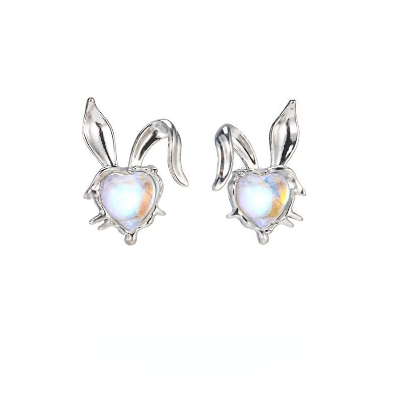 Anting Moonstone Lucu Love Giwang Telinga Kelinci Untuk Perempuan Wanita Yang Indah