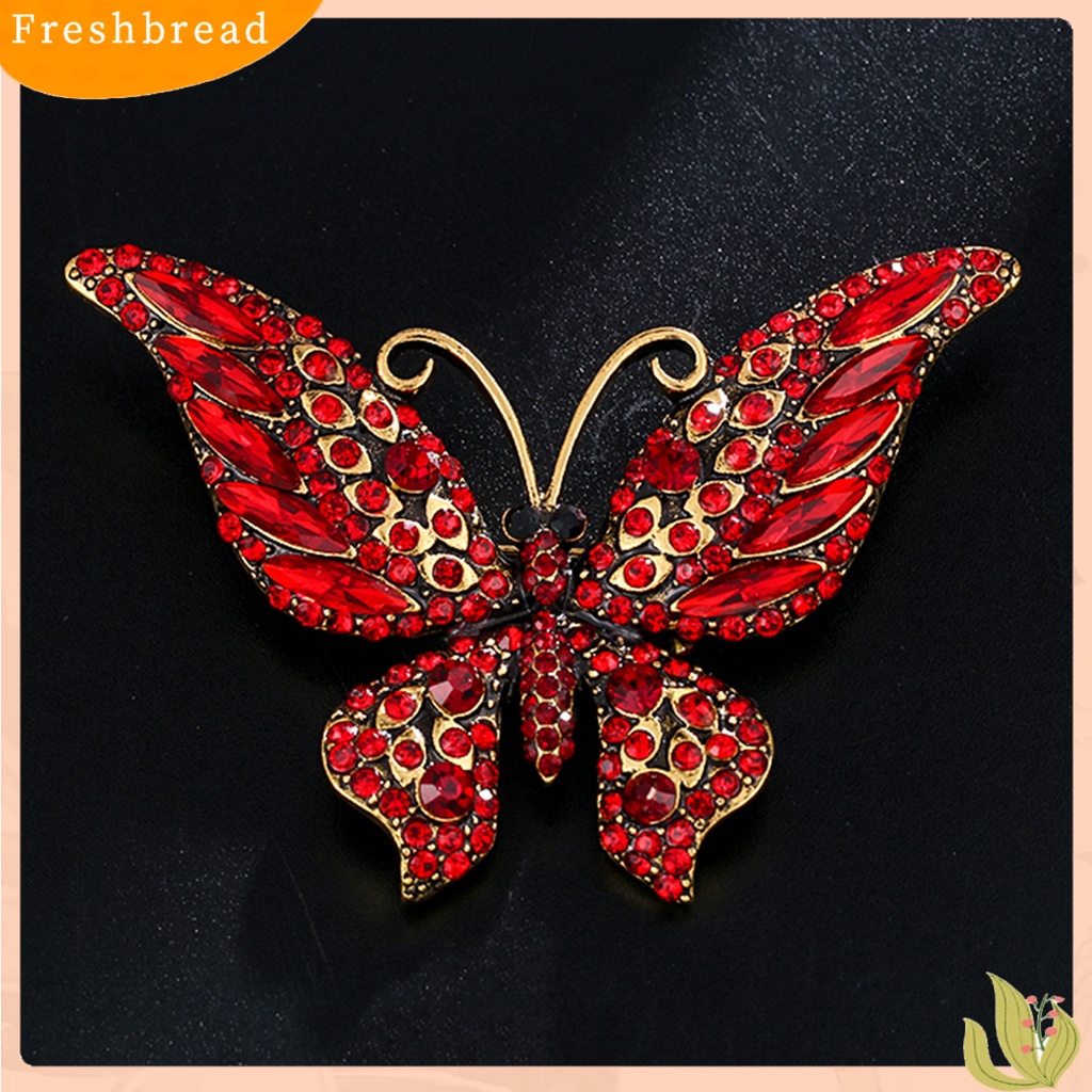 < Freshbread > Kupu-Kupu Bentuk Besar Kerah Pin Natal Berlian Imitasi Mengkilap Bros Pin Syal Klip