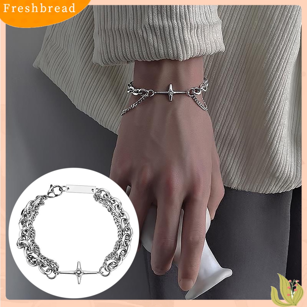 &lt; Freshbread &gt; Pria Gelang Hip Hop Gaya Goth Bland Warna Solid Pria Tangan Rantai Aksesoris Laki-Laki