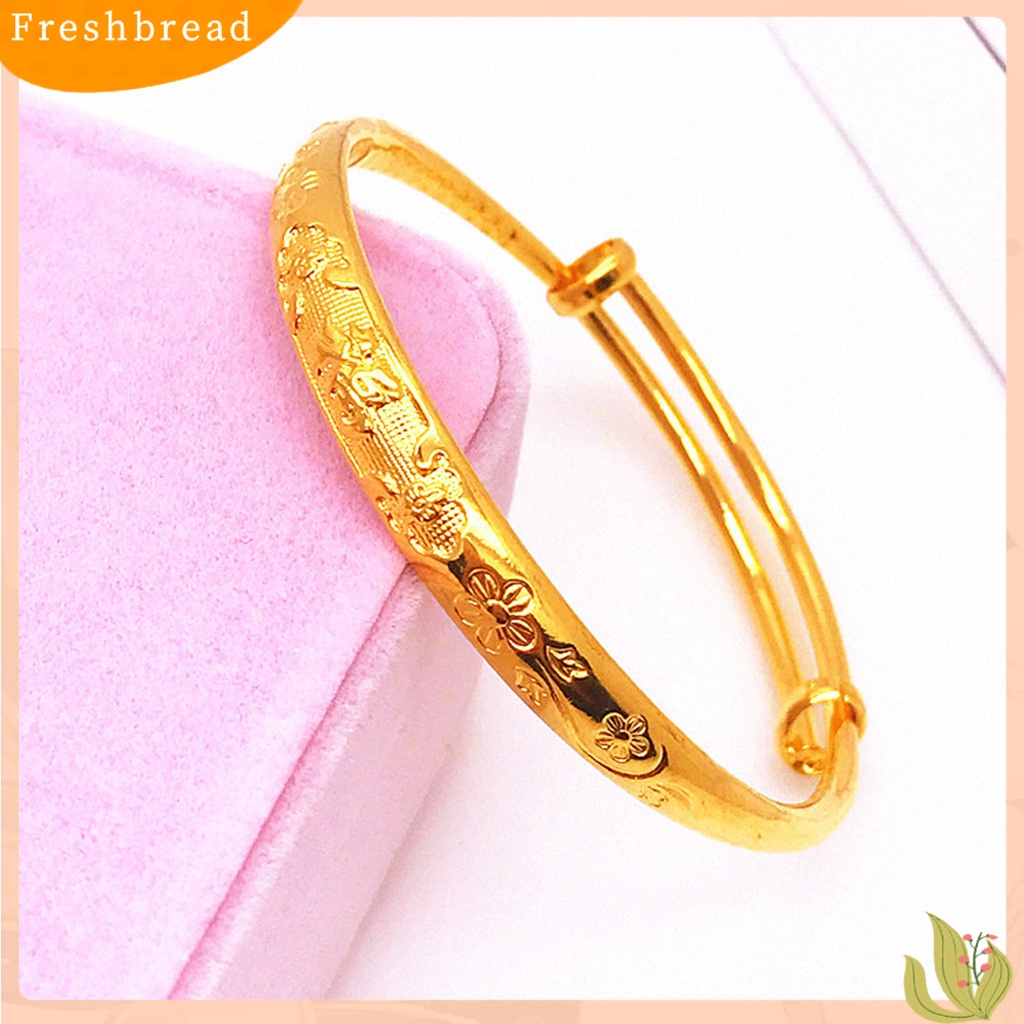 &lt; Freshbread &gt; Gelang Menebal Adjustable Golden Wanita Imitasi Lapis Emas Bangle Untuk Perjamuan