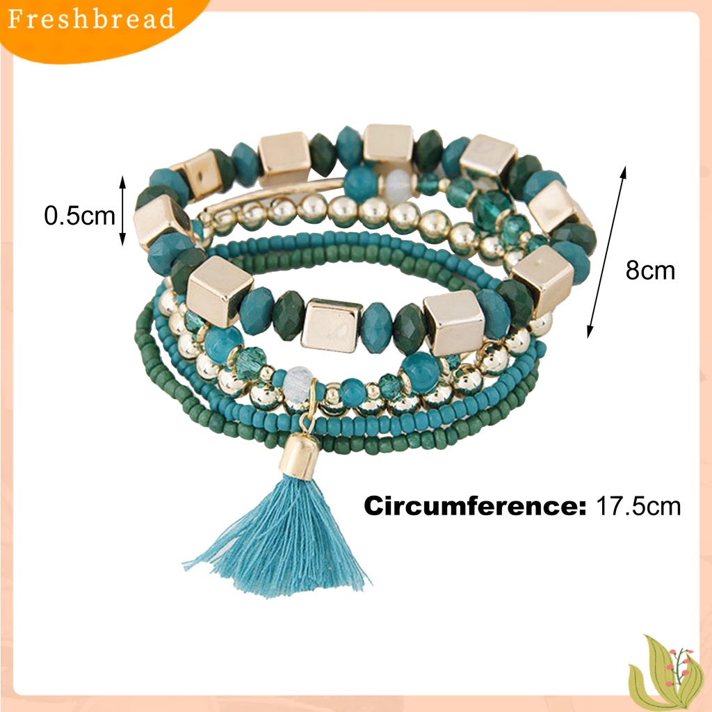 &lt; Freshbread &gt; Gelang Gaya Bohemian Retro Resin Cewek Multilayer Bead Bracelet Untuk Wisuda