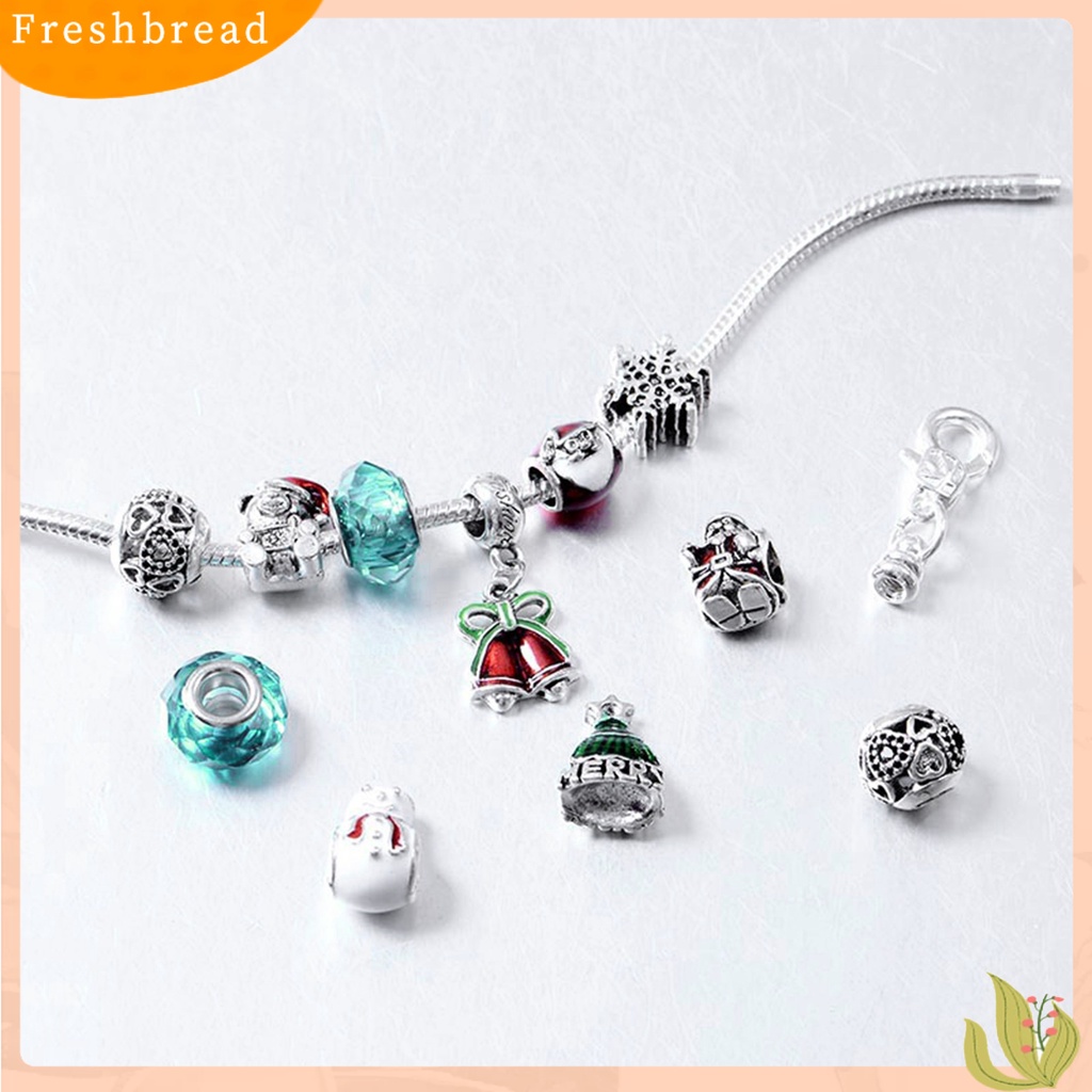 &lt; Freshbread &gt; Gelang Natal Bebas Alergi Semua Pertandingan Zinc Alloy Adjustable Menarik Gelang Manik-Manik Natal Untuk Wanita