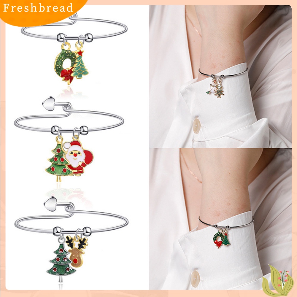 &lt; Freshbread &gt; Natal Klasik Xmas Pohon Elk Santa Claus Liontin Alloy Gelang Perhiasan Hadiah