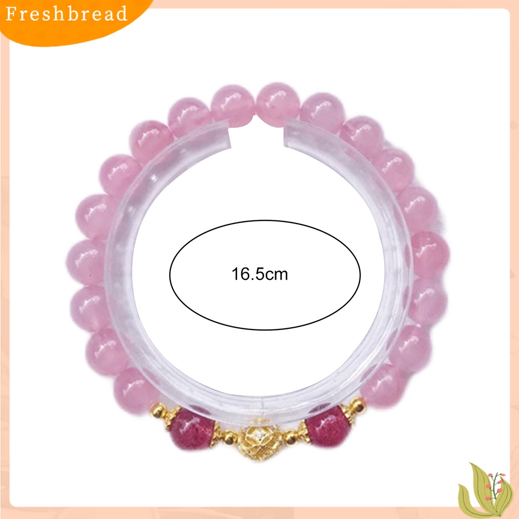 &lt; Freshbread &gt; Wanita Gelang Shiny Hias Menarik All-match Anti Luntur Perhiasan Hadiah Batu Alam Pink Strawberry Kristal Imitasi Wanita Pesona Gelang Untuk Pacar