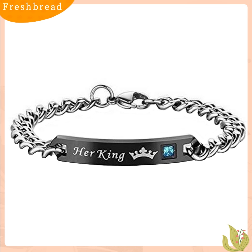 &lt; Freshbread &gt; Romantic Her Beast King His Beauty Queen Pasangan Lovers Titanium Steel Gelang