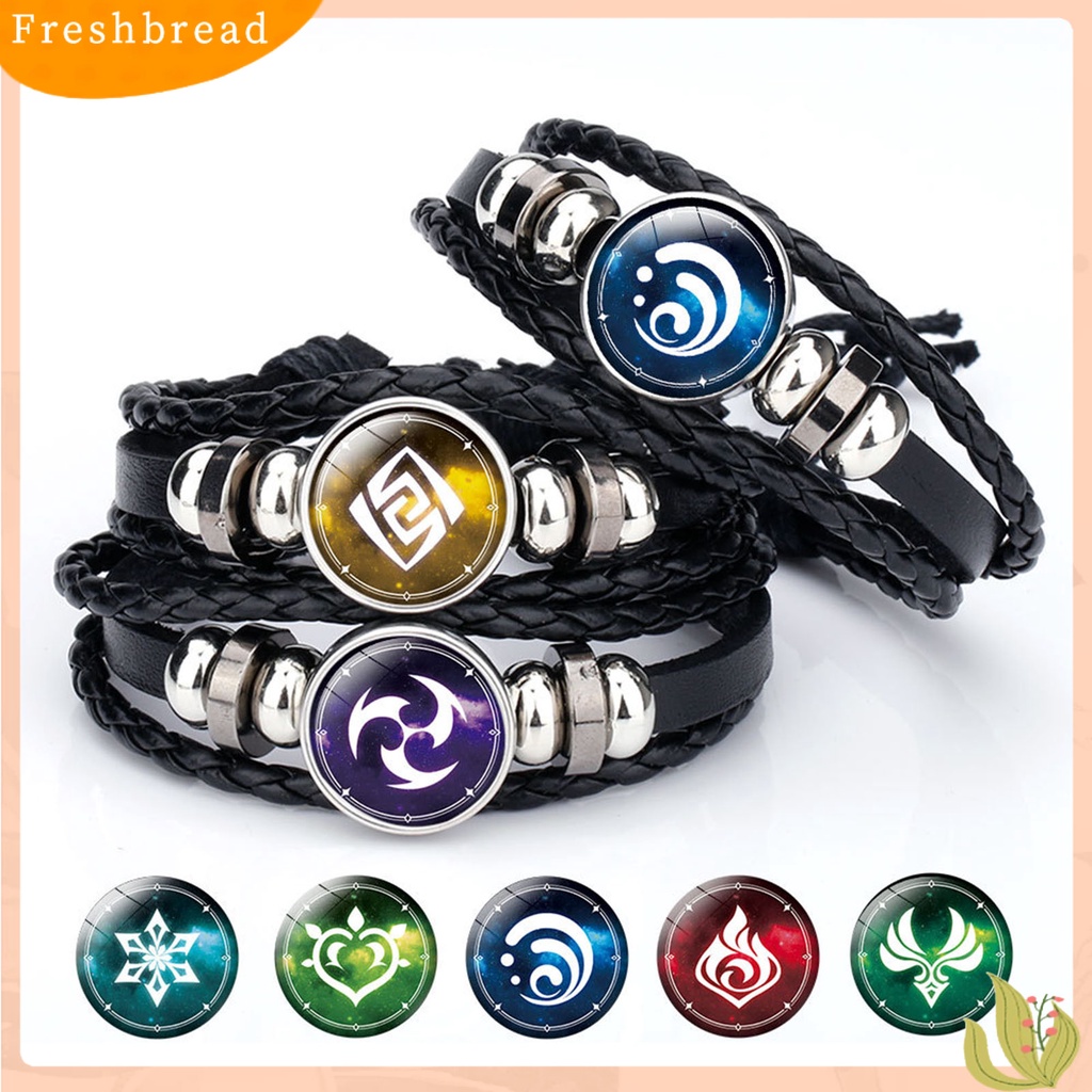 &lt; Freshbread &gt; Time Gem Braided Genshin Bracelet Multi Layers Faux Leather Genshin Bracelet Dekorasi Tangan