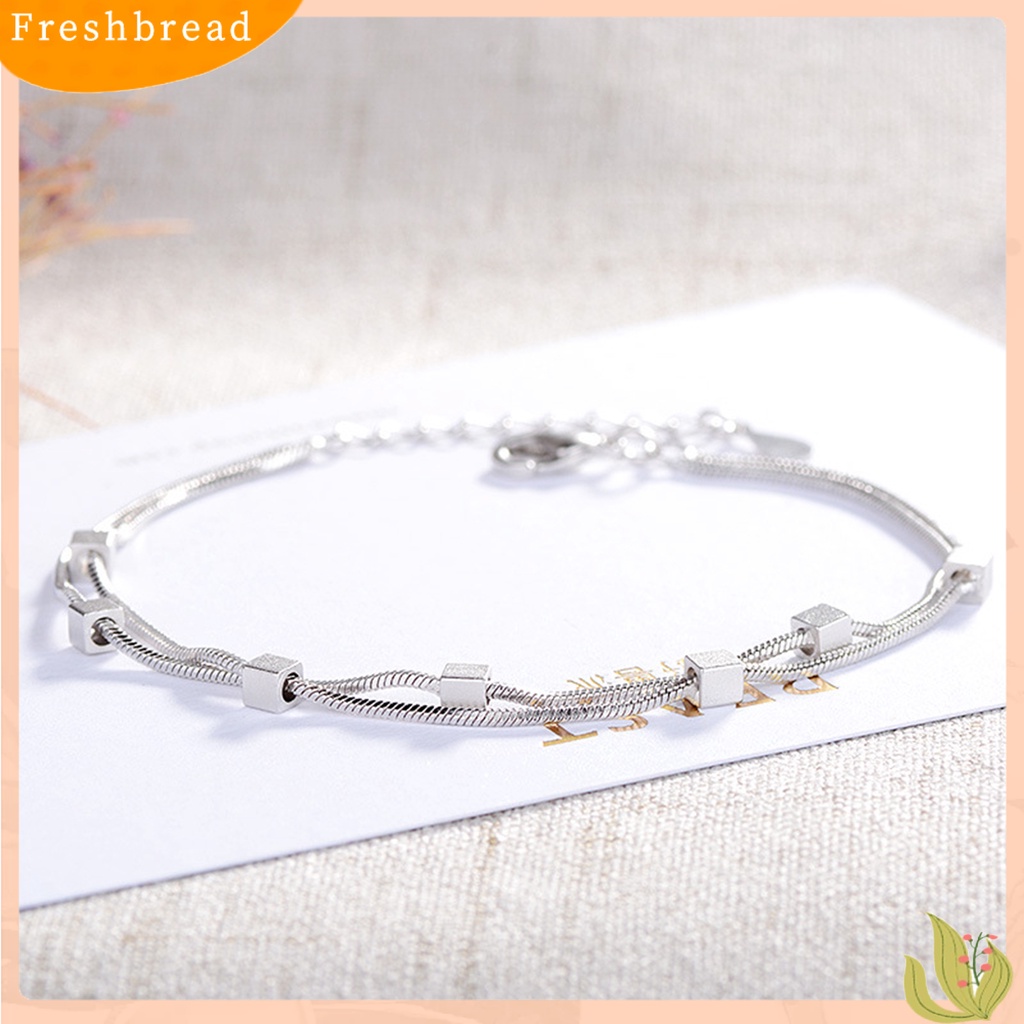 &lt; Freshbread &gt; Gelang Wanita Double Layer Snake Chains Jewelry Adjustable Square Bracelet Untuk Pesta Pernikahan Perjamuan