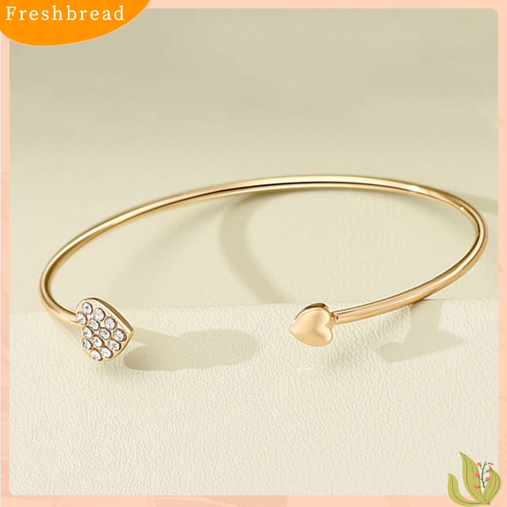 &lt; Freshbread &gt; Gelang Wanita Desain Pembukaan Yang Dapat Disesuaikan Berlian Imitasi Bersinar Hias Semua Pertandingan Dekorasi Berlapis Emas Gadis Hati Ganda Wanita Bangle Perhiasan Hadiah Untuk Pacaran