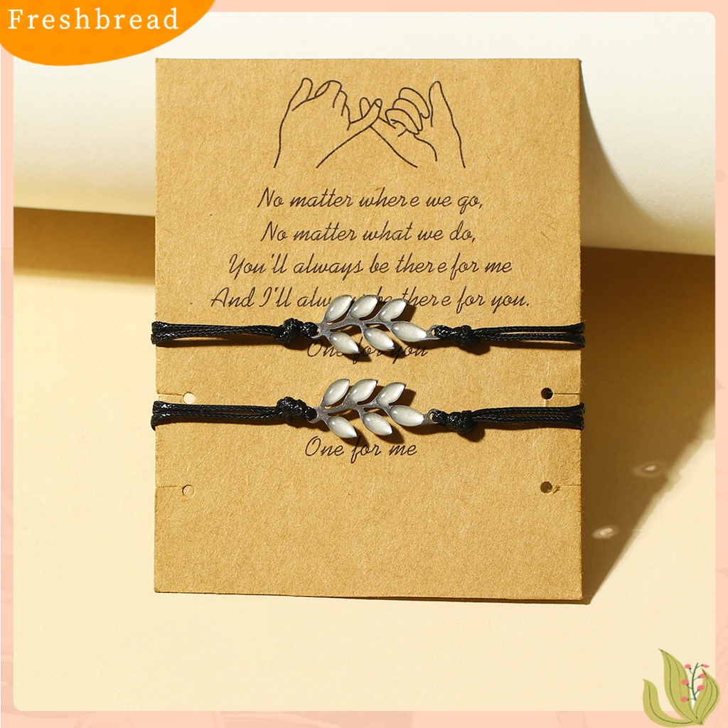 &lt; Freshbread &gt; 2Pcs Pesona Gelang Daun Bercahaya Menawan Buatan Tangan Hias Adjustable Dekorasi Kepribadian Cahaya Biru Neon Gelang Perhiasan Aksesori