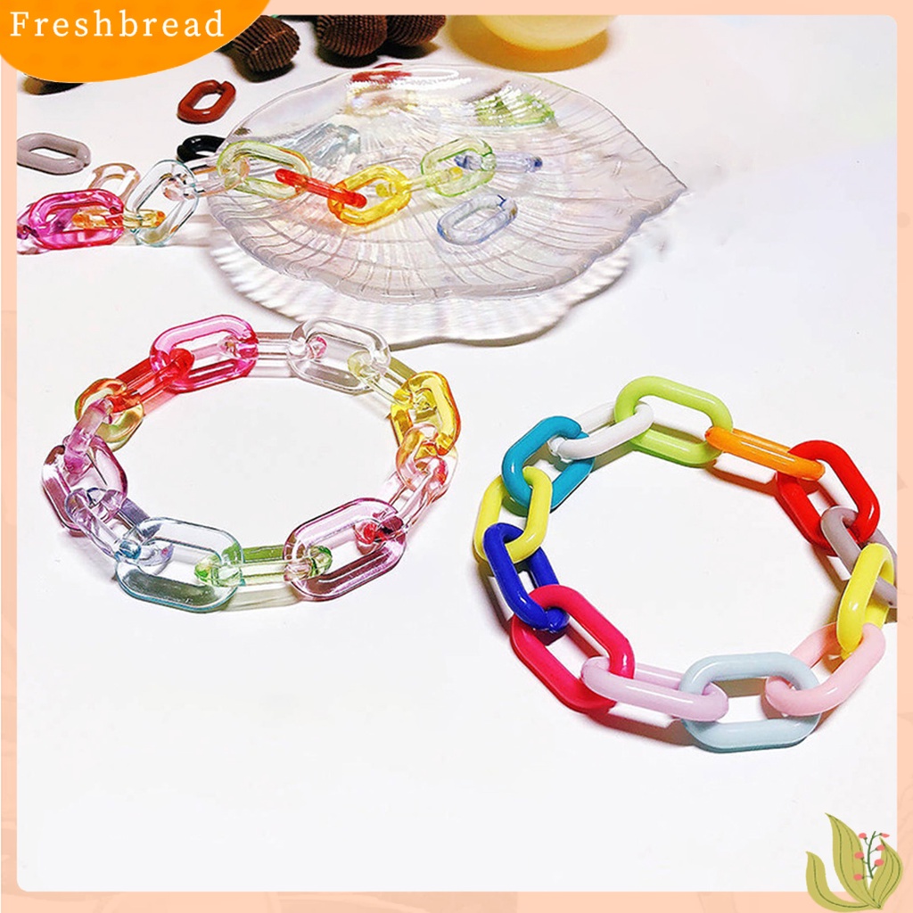 &lt; Freshbread &gt; Gelang Gadis Warna Pelangi Resin Manset Link Resin Tangan Rantai Perhiasan Fashion