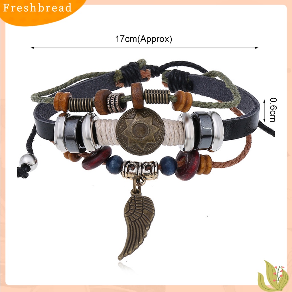 &lt; Freshbread &gt; Charm Gelang Multi-Layer Liontin Bulu Indah Handmade Tali Bungkus Gelang Untuk Pacaran