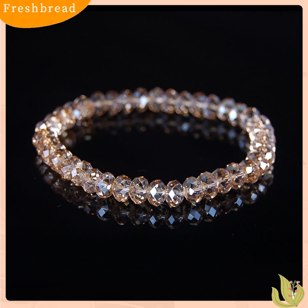 &lt; Freshbread &gt; Gelang Manik-Manik Kristal Imitasi Berkilau Wanita Indah Gelang Bangle Elastis Untuk Pesta