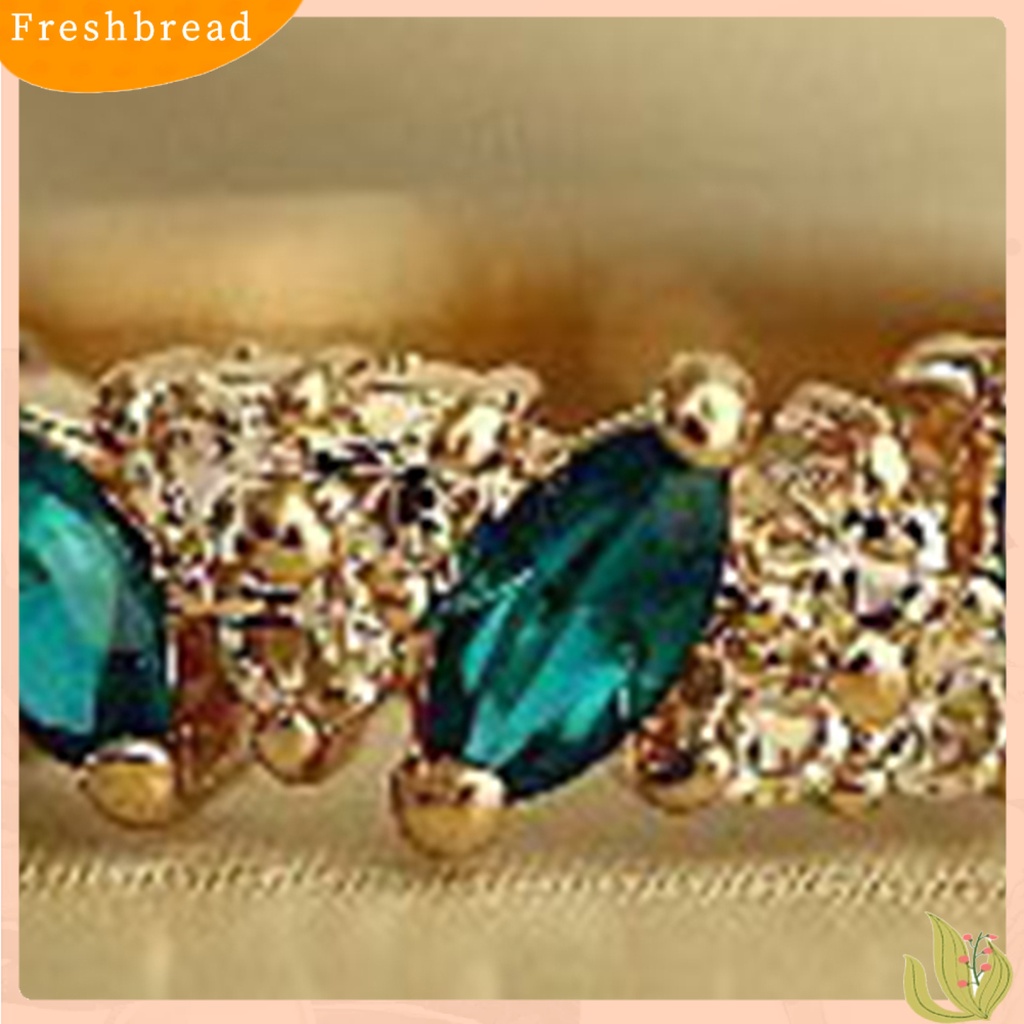 &lt; Freshbread &gt; Berlian Imitasi Halus Wanita Cincin Paduan Imitasi Permata Hijau Jari Cincin Perhiasan Aksesori