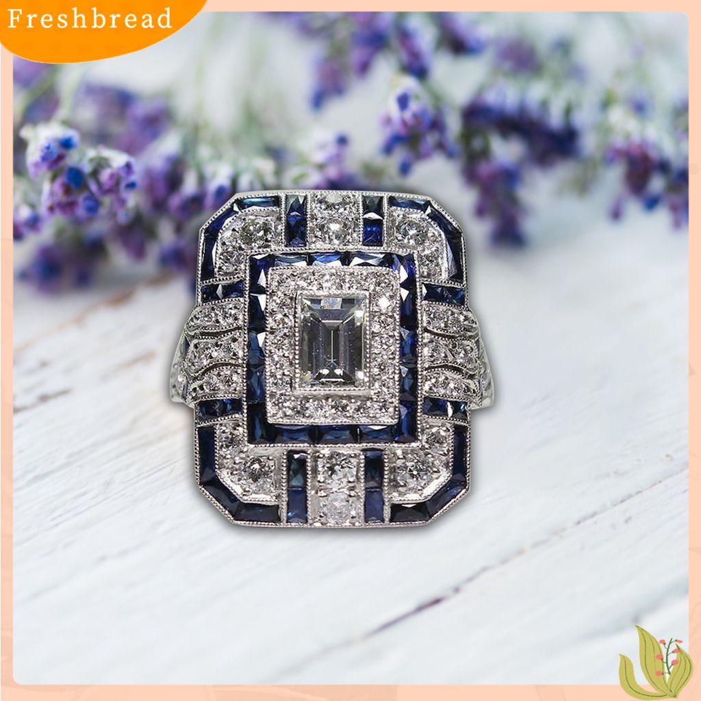 &lt; Freshbread &gt; Wanita Circlet Berlian Imitasi Hias Indah Ringan Cincin Jari Gaya Etik Untuk Pertunangan