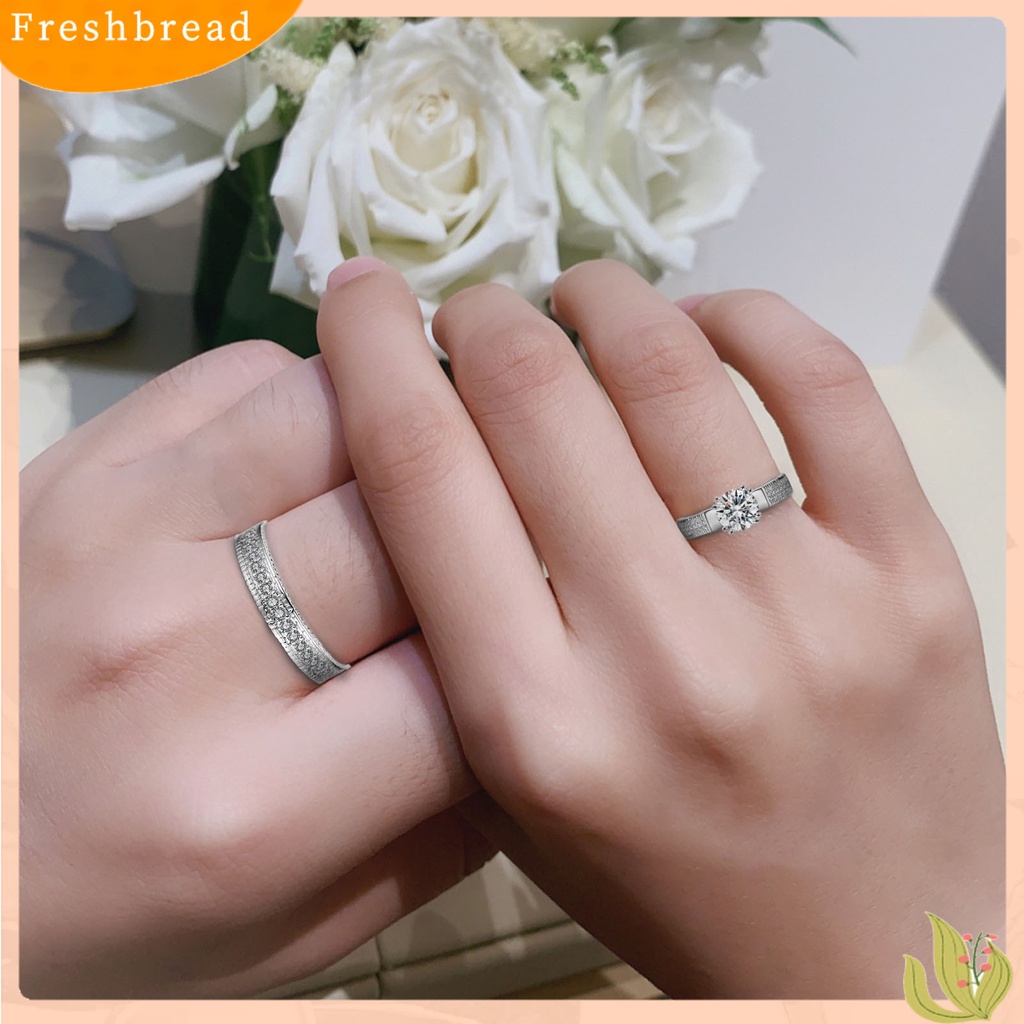 &lt; Freshbread &gt; 2Pcs Cincin Couple Bentuk Geometri Cubic Zirconia Pria Wanita Shiny All Match Rings Untuk Pernikahan