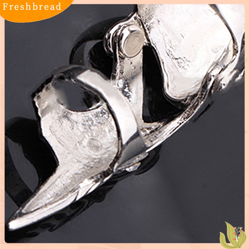 &lt; Freshbread &gt; Fashion Pria Gothic Punk 2steps Skull Joint Knight Finger Cincin Baja Titanium