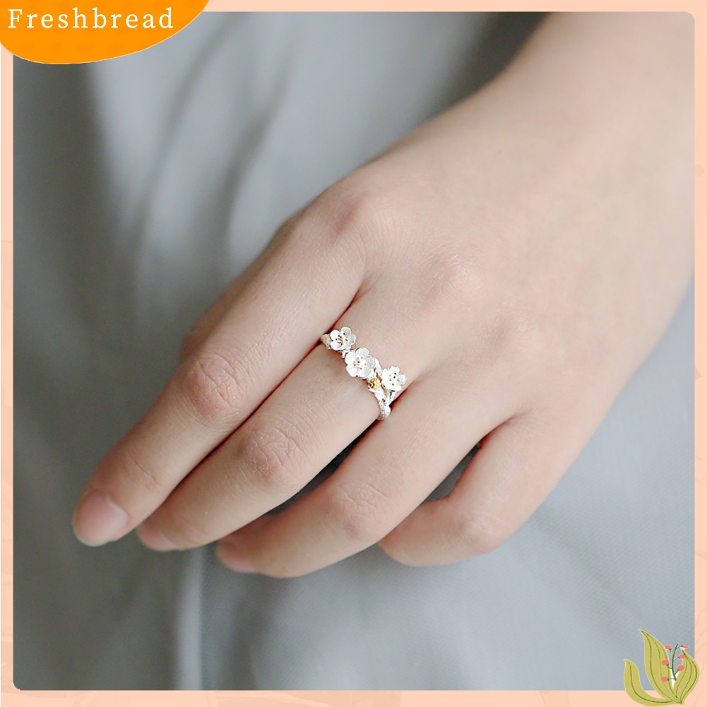 &lt; Freshbread &gt; Mode Plum Blossom Cincin Jari Terbuka Buatan Tangan Bunga Dapat Disesuaikan Perhiasan Wanita