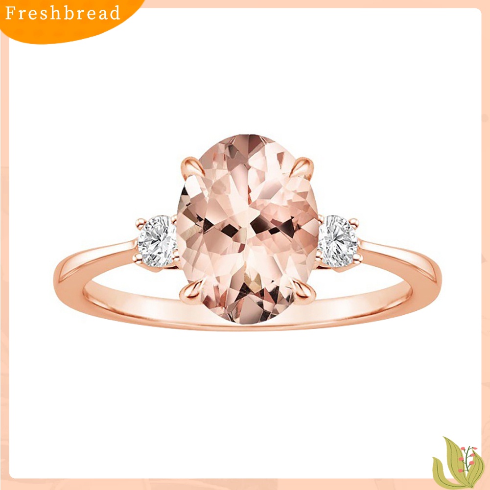 &lt; Freshbread &gt; Telur Faux Morganite Berlian Imitasi Bertatahkan Jari Cincin Wanita Fashion Pernikahan Perhiasan