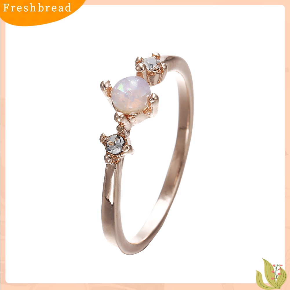 &lt; Freshbread &gt; Elegan Bertatahkan Faux Opal Gemstone Jari Cincin Pernikahan Pertunangan Wanita Perhiasan