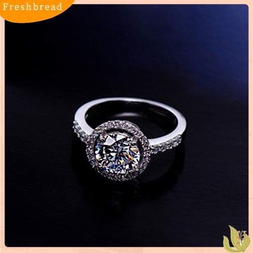 &lt; Freshbread &gt; Cincin Tunangan Kawin Sterling Silver Cubic Zirconia925 Ukuran 6-10