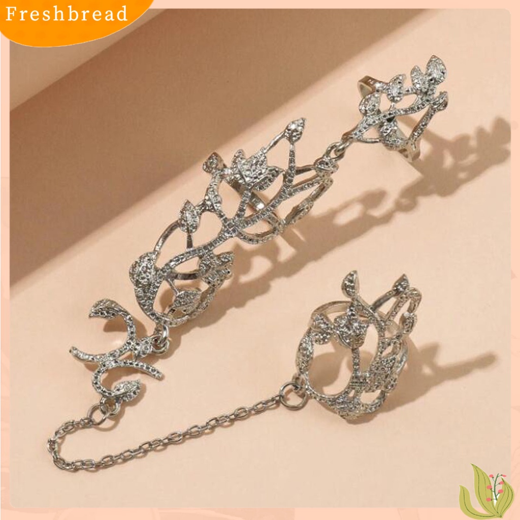 &lt; Freshbread &gt; Rantai Link Cincin Anti-Alergi Anti-Oksidasi Perhiasan Berlian Imitasi Penuh Retro Bunga Link Ring Untuk Hadiah