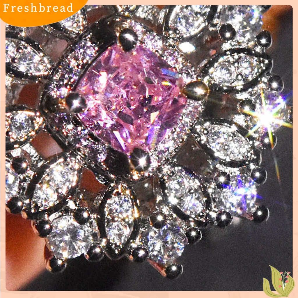 &lt; Freshbread &gt; Wanita Cincin Bentuk Bunga Imitasi Moissanite Perhiasan Berlian Imitasi Penampilan Fashion Finger Ring Untuk Pernikahan