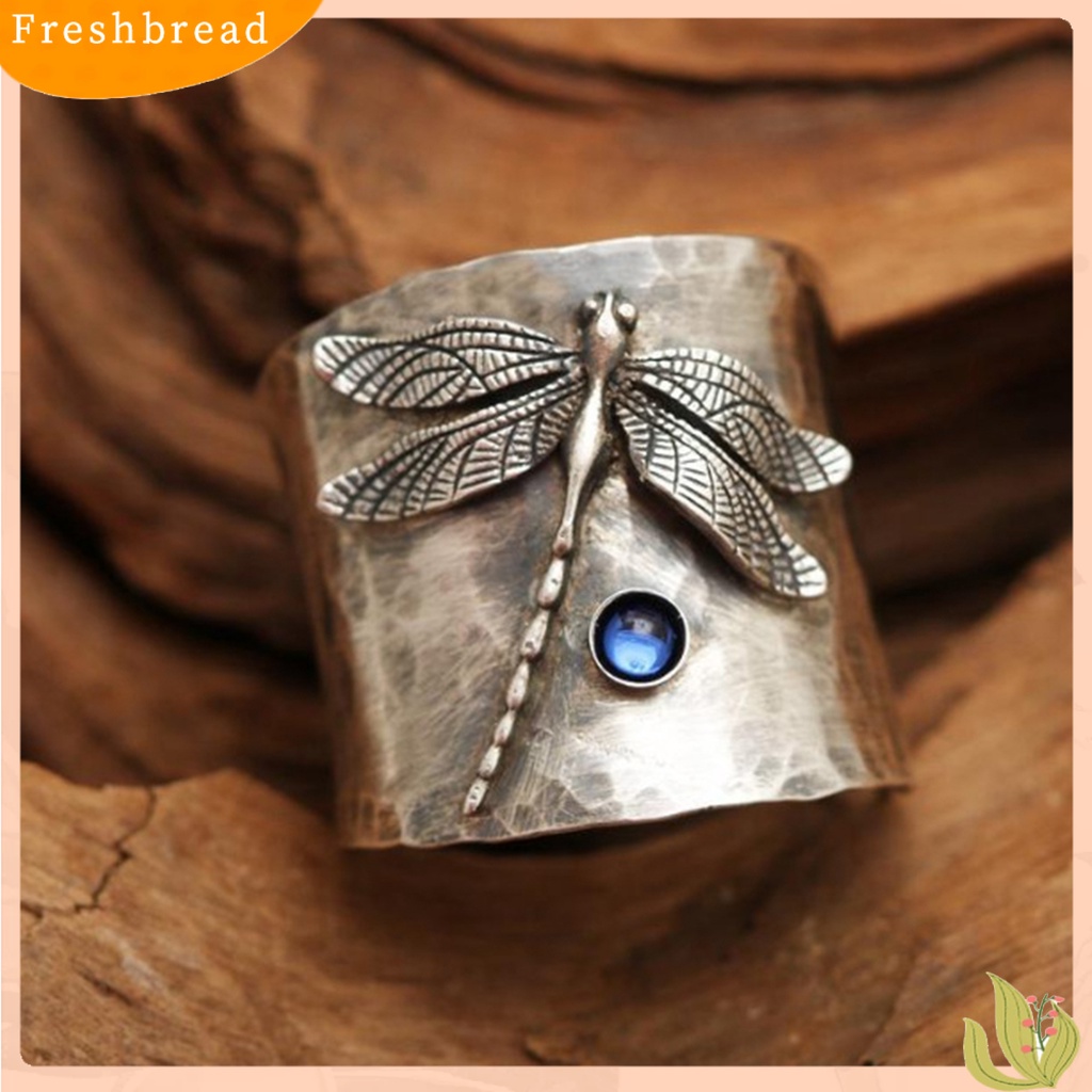 &lt; Freshbread &gt; Fashion Cincin Capung Dekorasi Perhiasan Vintage Ukiran Desain Tabung Emas Alloy Ring Untuk Pesta
