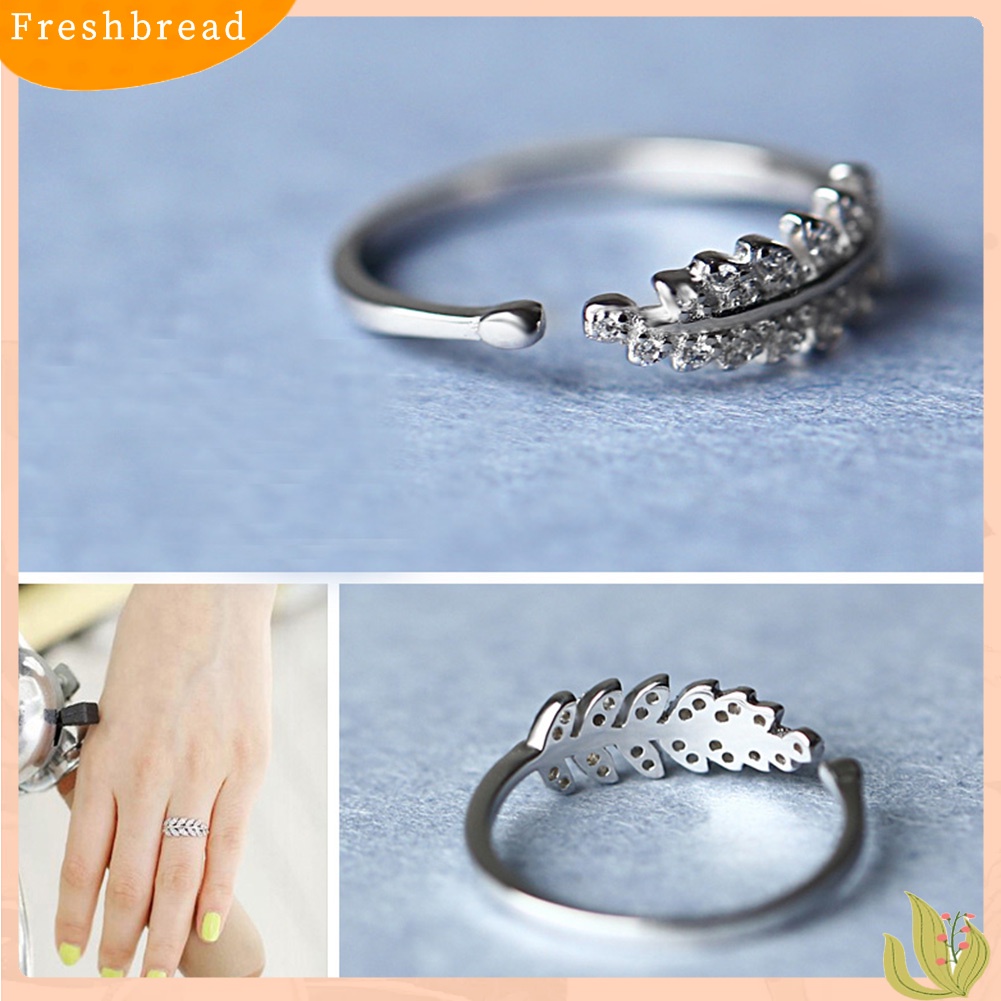 &lt; Freshbread &gt; Fashion Janji Olive Leaf Band Perhiasan Cincin Jari Telunjuk Terbuka Yang Dapat Disesuaikan