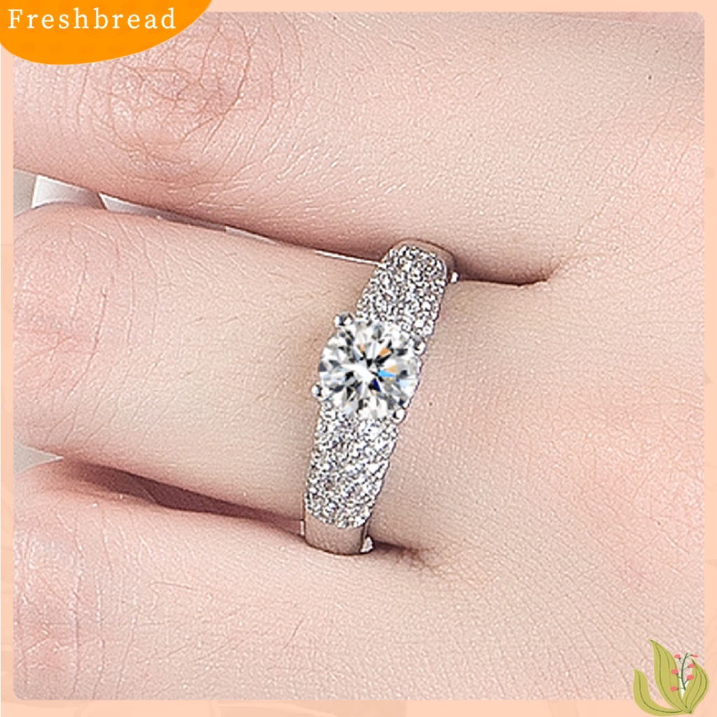 &lt; Freshbread &gt; Zirkon Cincin Pengerjaan Indah Bersinar Geometris Poles Mempesona Tahan Lama Aksesori Perhiasan Lady Janji Pernikahan Band Cincin Wanita Perhiasan