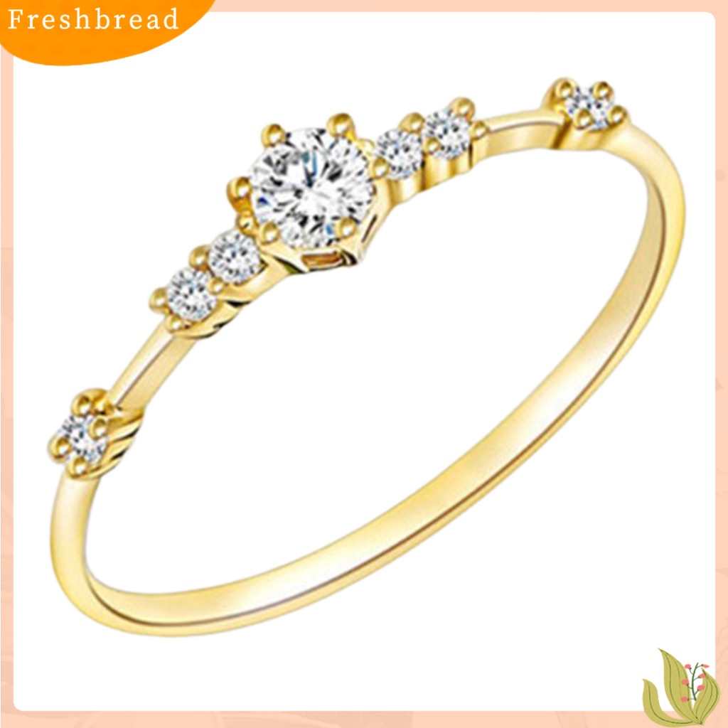 &lt; Freshbread &gt; Cincin Berlian Imitasi Hias Anti Karat Metal Ladies Engagement Finger Band Untuk Ulang Tahun