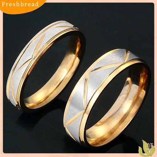 &lt; Freshbread &gt; Wanita Pria Cincin Pasangan Stainless Steel Pernikahan Band Janji Pertunangan Perhiasan