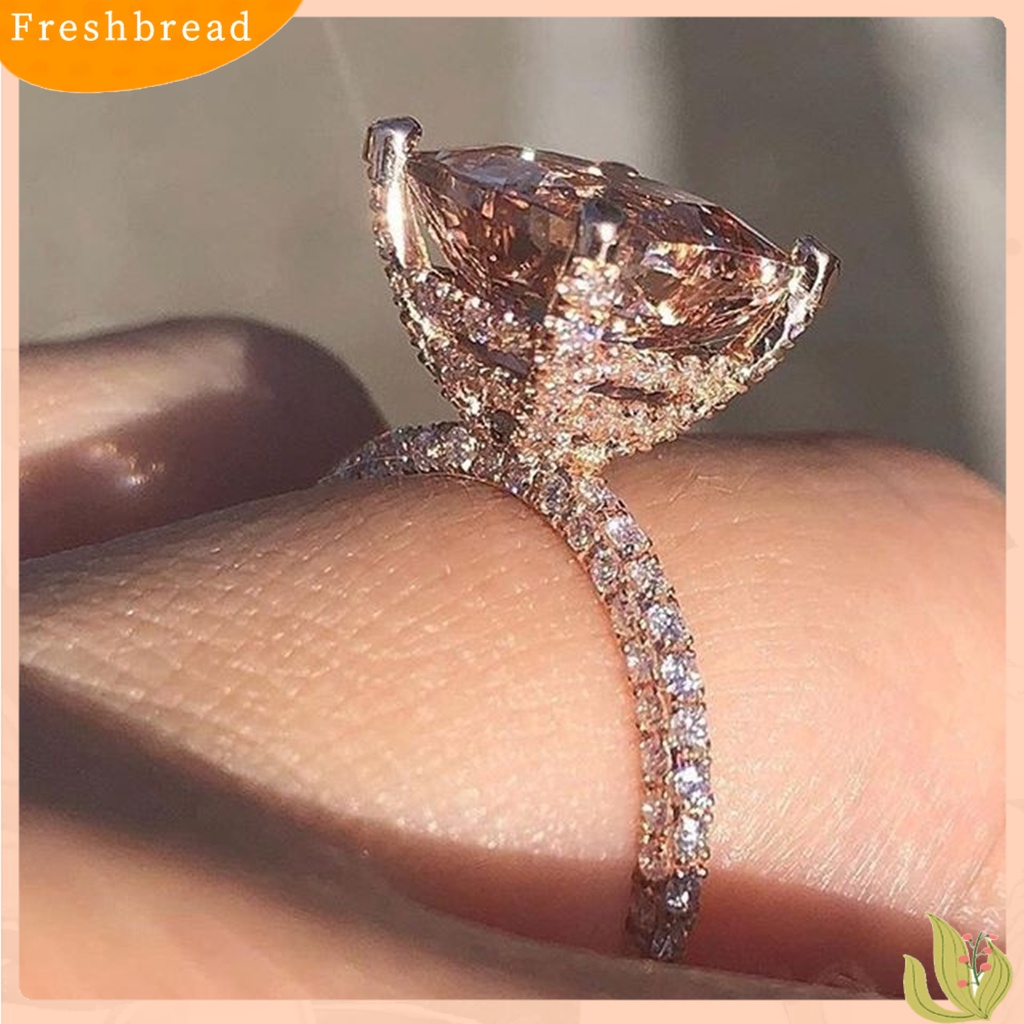 &lt; Freshbread &gt; Wanita Cincin Persegi Besar Cubic Zirconia Perhiasan Fashion Penampilan Indah Jari Cincin Untuk Pernikahan