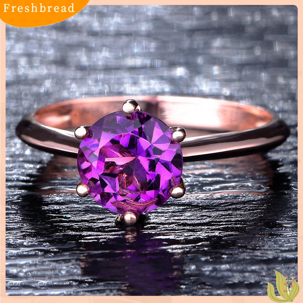 &lt; Freshbread &gt; Wanita Faux Amethyst Ruby Bertatahkan Jari Cincin Pernikahan Pertunangan Perhiasan Hadiah