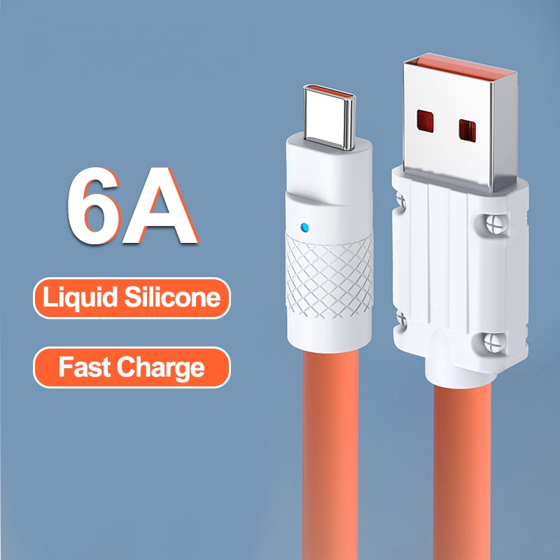 Disour 6A Kabel Pengisian Cepat USB Protection Charge Cable USB Ke Tipe C Micro Cable TPE Silicone Kabel Charge Cepat Untuk iPhone Samsung Android