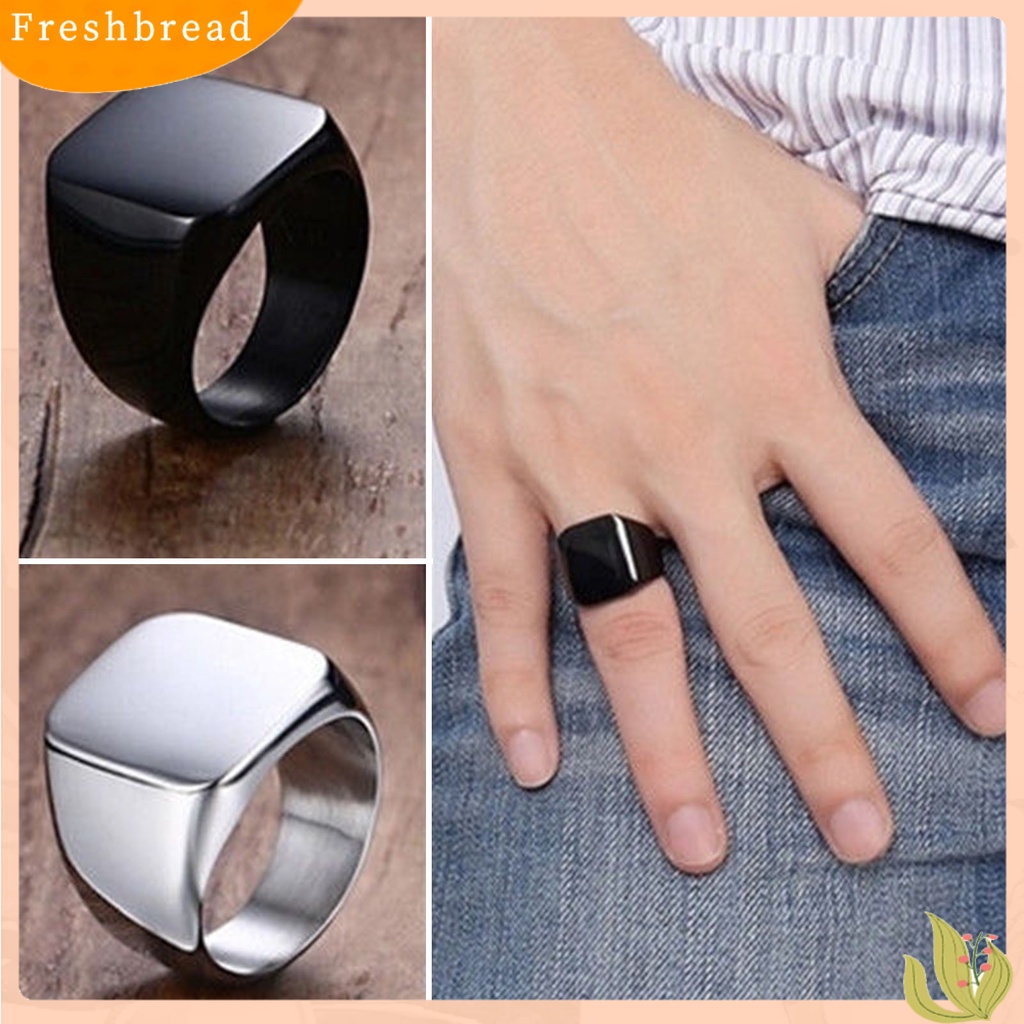 &lt; Freshbread &gt; Cincin Pasangan Gaya Sederhana Hip Hop Geometris Glossy Semua Pertandingan Dekorasi Hadiah Pria Wanita Cincin Persegi Pernikahan Pertunangan Perhiasan Untuk Pakaian Sehari-Hari