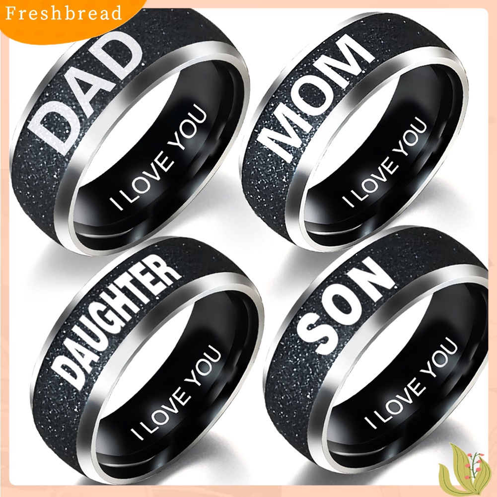 &lt; Freshbread &gt; Fashion Ibu Ayah Anak Perempuan Anak Huruf Band Stainless Steel Anggota Keluarga Cincin